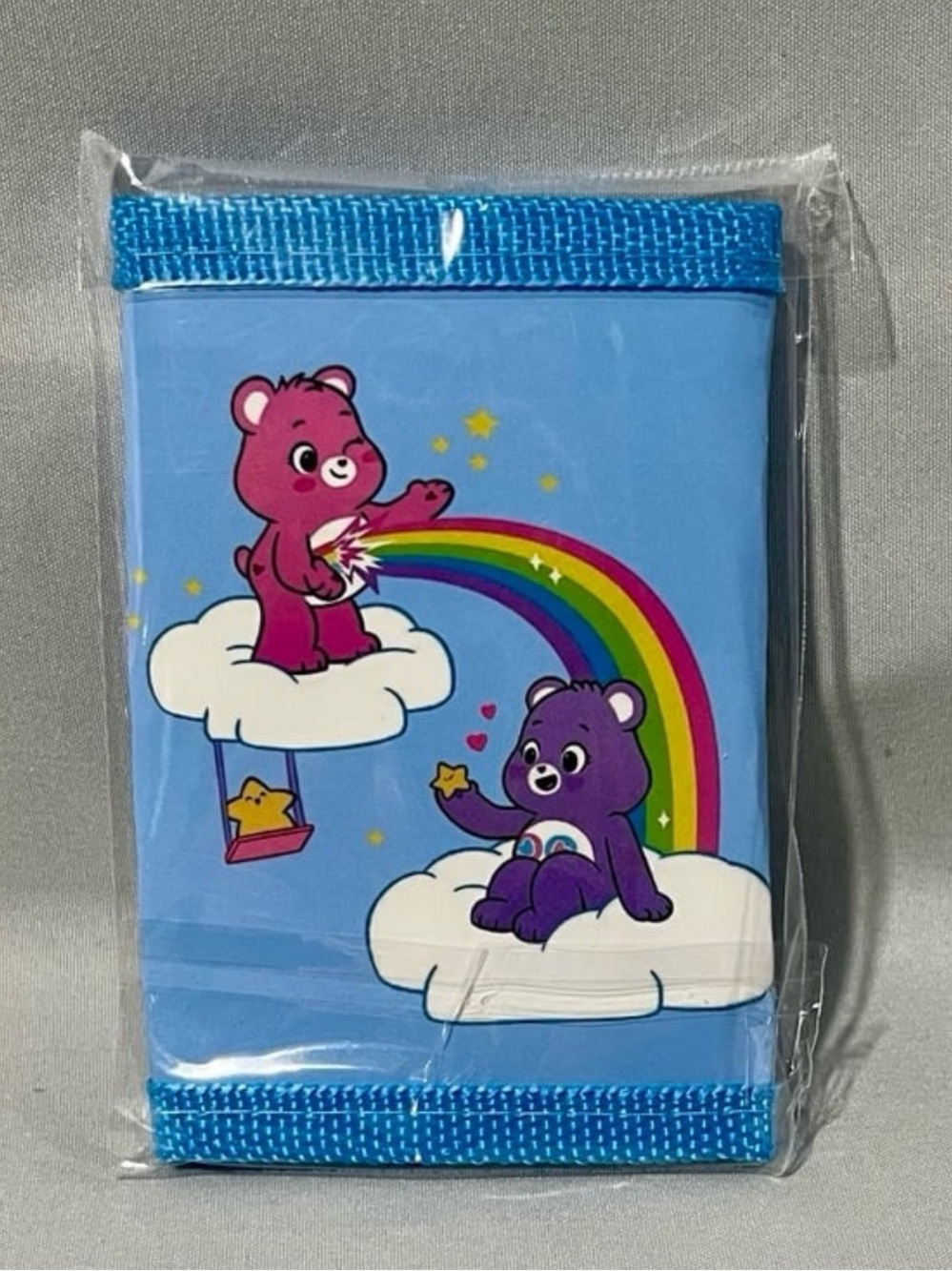 Blue Kids Wallet with Rainbow Bear Design